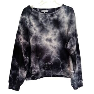 Michael Stars Pullover Fleece Tie‎ Dye Sweatshirt Women's Large Navy Cotton Cozy